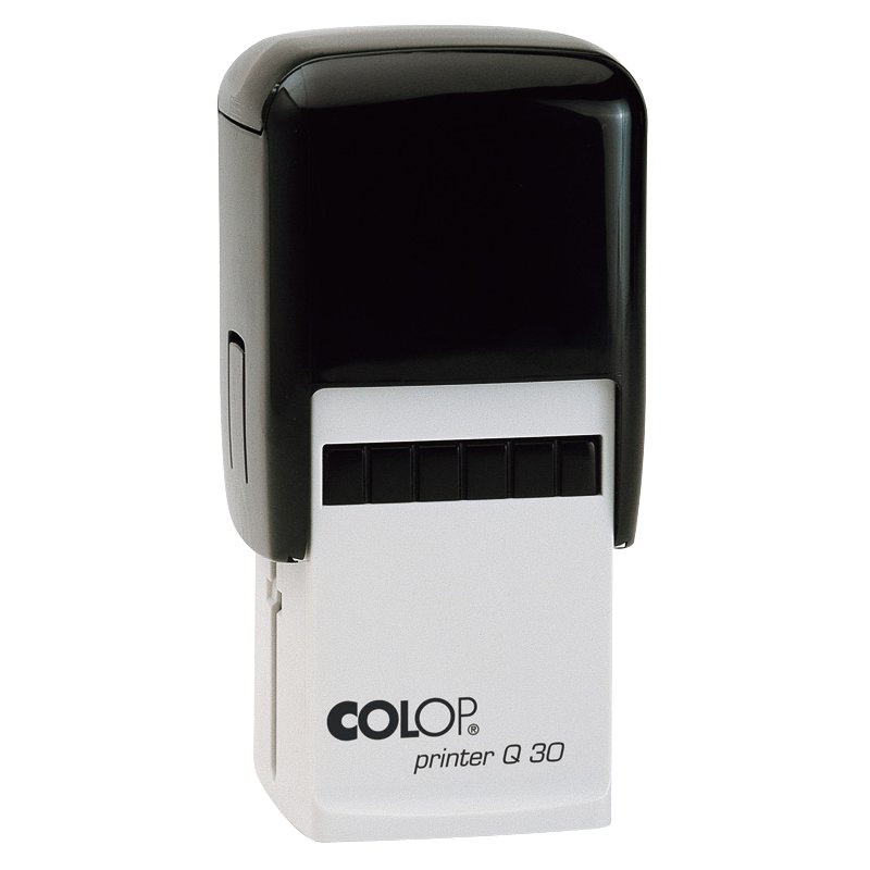 COLOP tampon texte Printer Q30, auto-encreur, 7 lignes, 31 × 31 mm