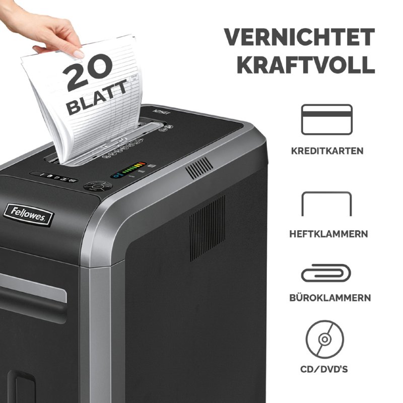 Fellowes papiervernietiger Powershred 125Ci, snippers, 20 vel, 53 liter