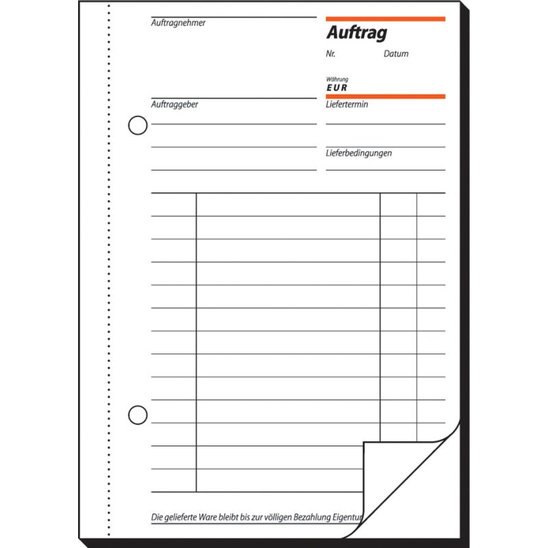 sigel formulierboek Auftrag, wit/geel, A5, zelfkopiërend, 2 x 40 vel