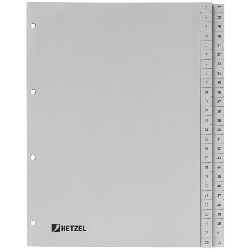 HETZEL intercalaires, chiffres 1-20, A4, gris