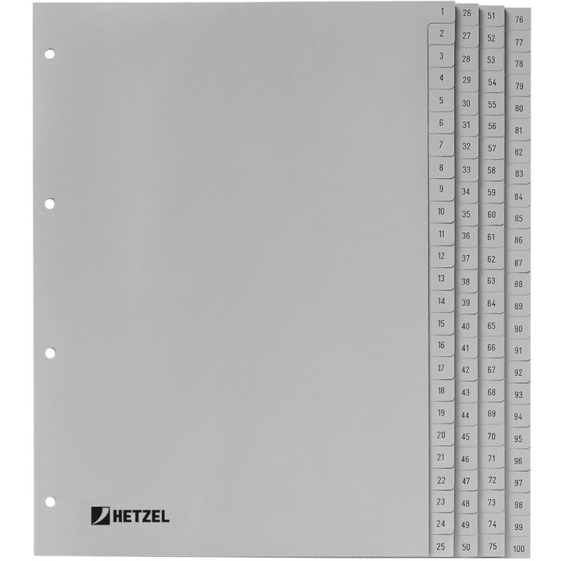 HETZEL intercalaires, chiffres 1-20, A4, gris