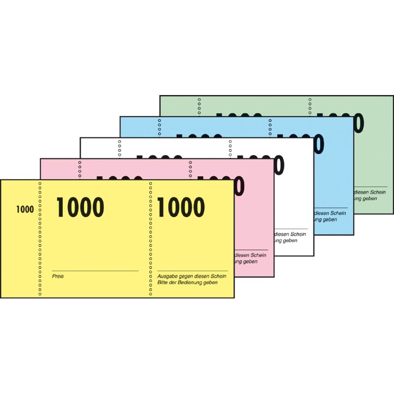 Sigel blocs numérotés 1-1000, 105×50 mm, jaune/rose/blanc/vert/bleu, 10 pièces