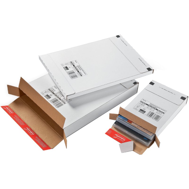 ColomPac carton d'expédition colis courrier, blanc, fermeture adhésive double, 100 pièces