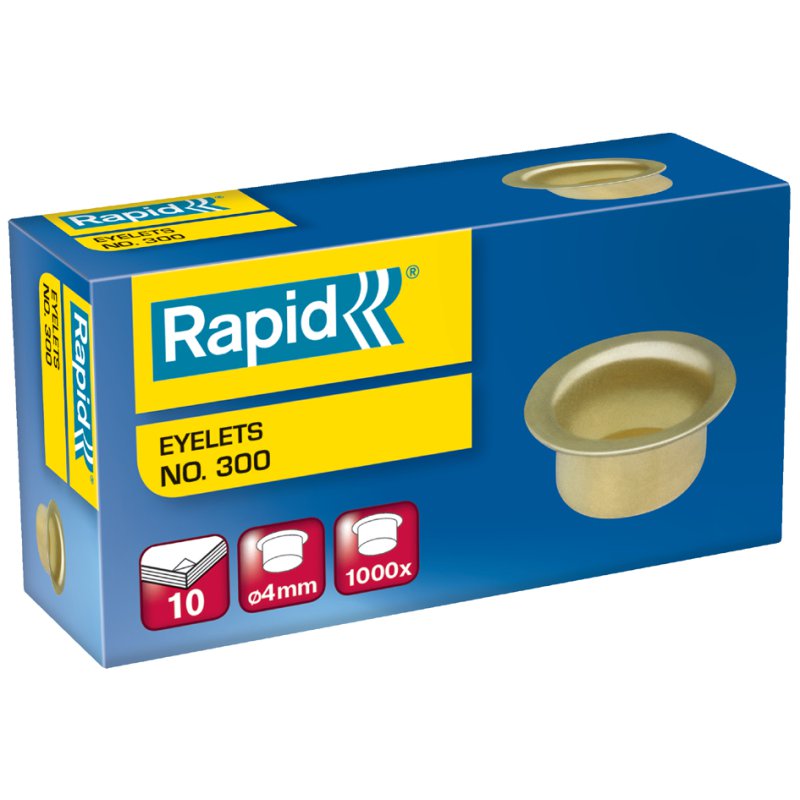 Rapid eyelets no. 300, brass-plated, 1000 pieces