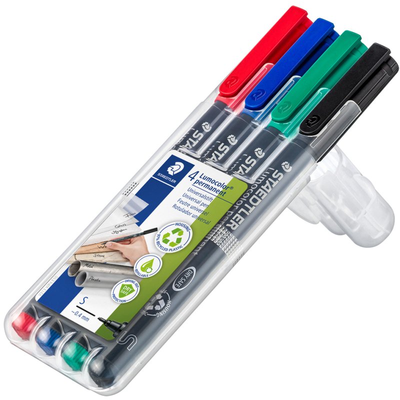 STAEDTLER Lumocolor permanente markers, navulbaar, 0,4 mm, 8 stuks