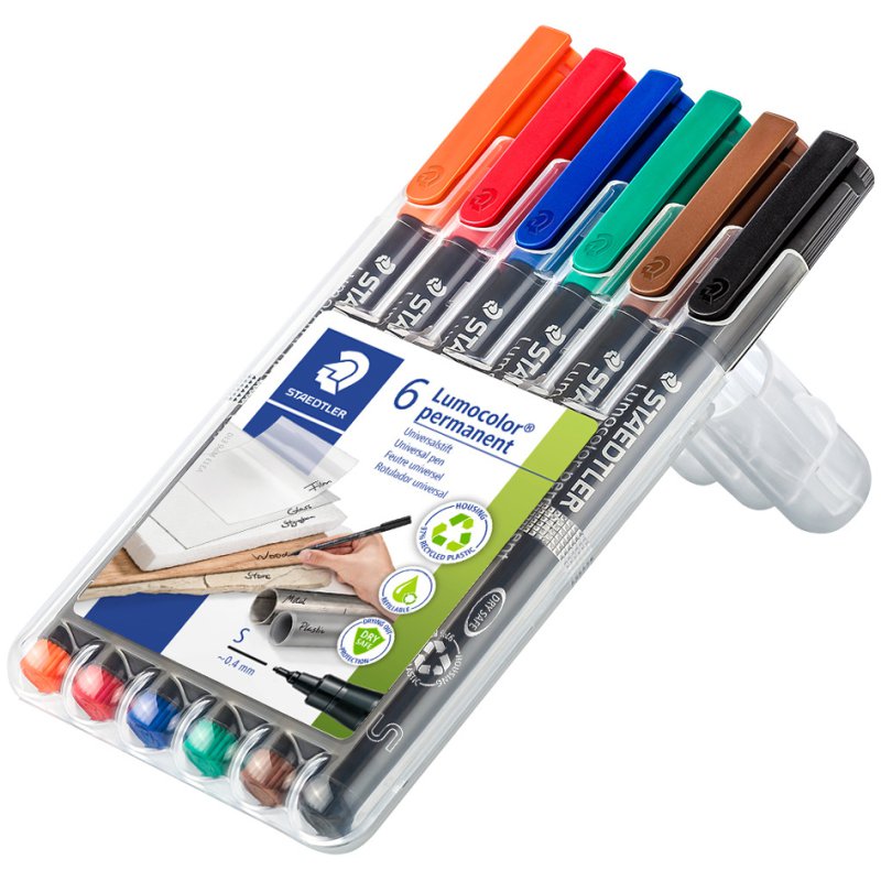 STAEDTLER Lumocolor permanente markers, navulbaar, 0,4 mm, 8 stuks