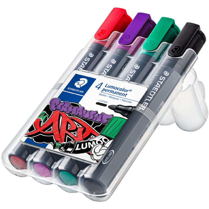 STAEDTLER Lumocolor marqueurs permanents, rechargeables, 2,0 mm, 4 pièces