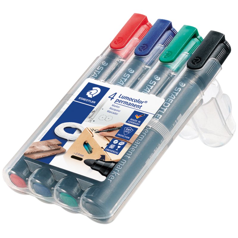 STAEDTLER Lumocolor marqueurs permanents, rechargeables, 2,0 mm, 4 pièces