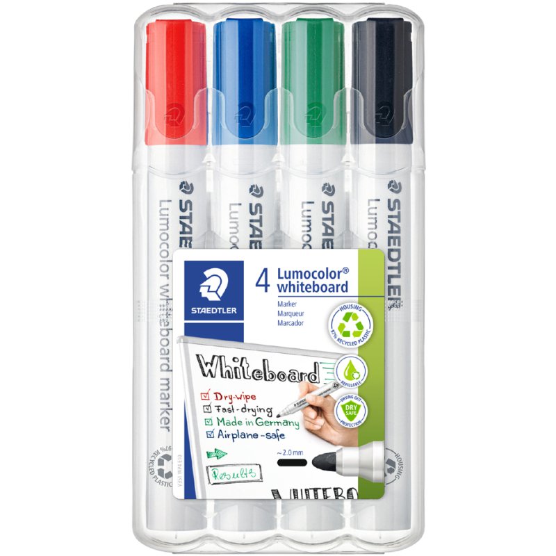 STAEDTLER Lumocolor whiteboard markers, navulbaar, 2,0 mm, 4 stuks