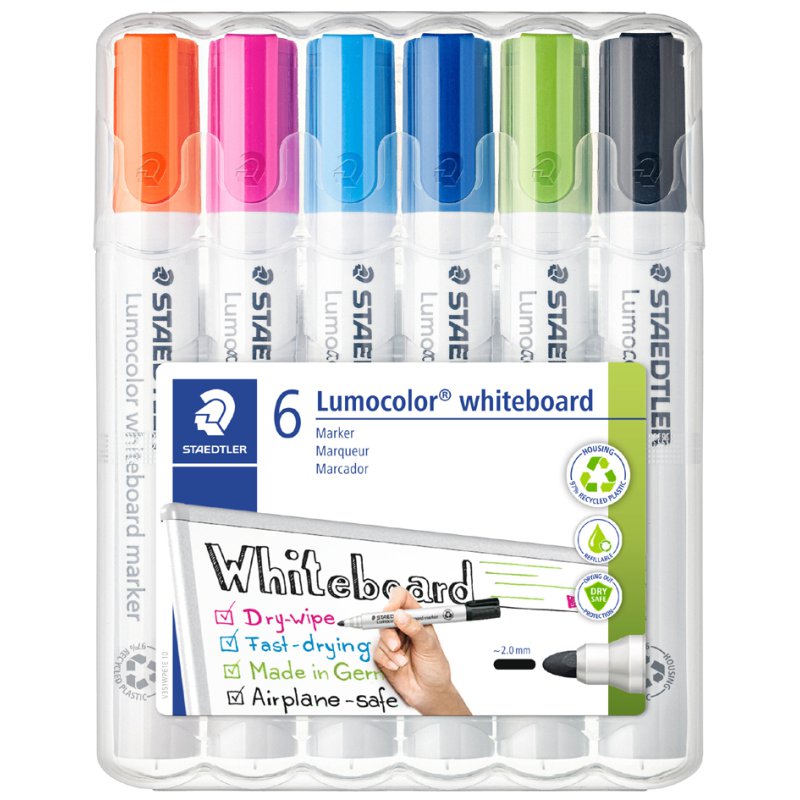 STAEDTLER Lumocolor whiteboard markers, navulbaar, 2,0 mm, 4 stuks