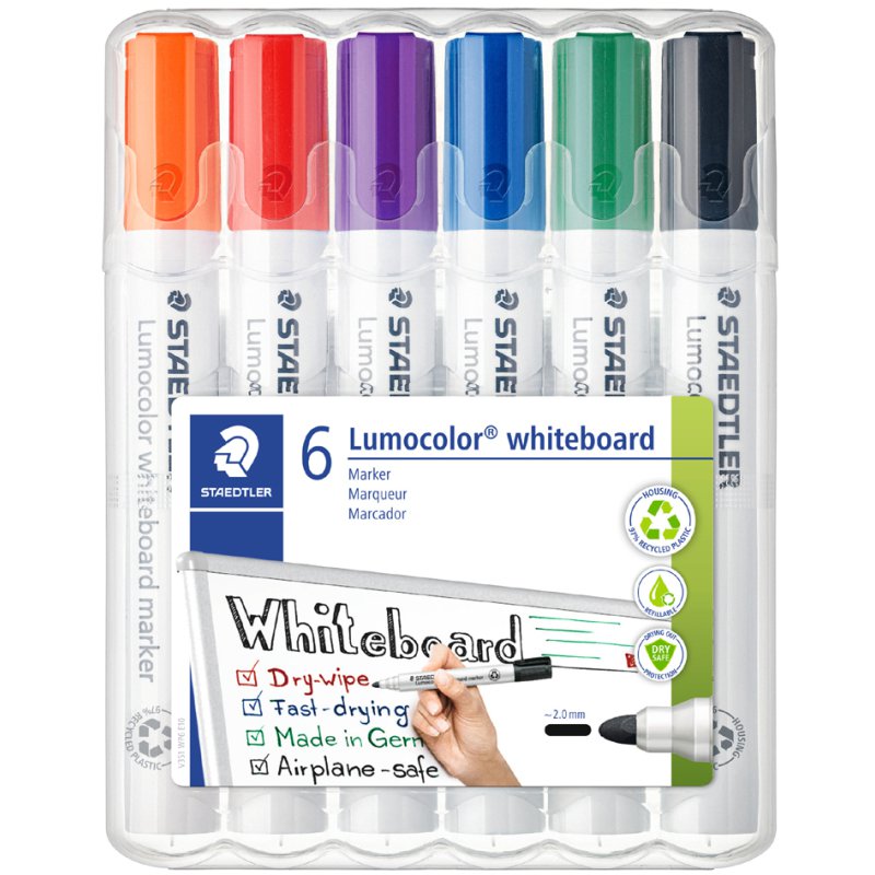 STAEDTLER Lumocolor whiteboard markers, navulbaar, 2,0 mm, 4 stuks