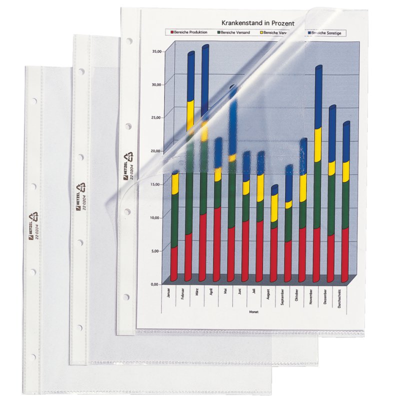 HETZEL pochettes de rangement A4 PVC structuré, 0,095 mm, 100 pièces