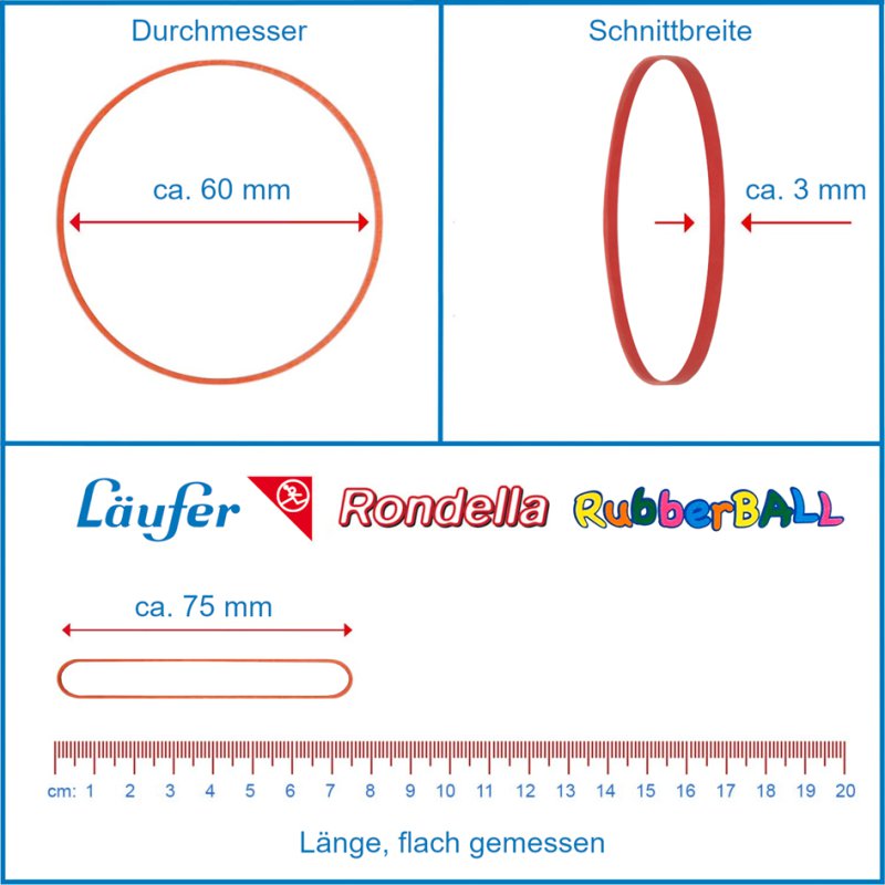 Läufer Élastiques RONDELLA, caoutchouc naturel, assorti, 200 pièces