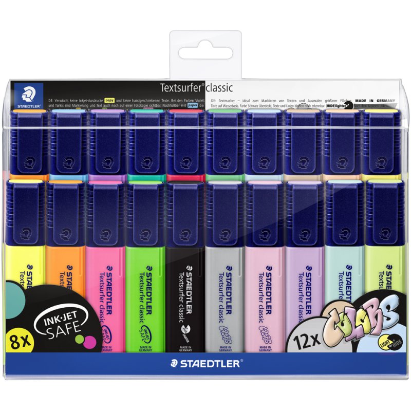 STAEDTLER Textsurfer classic markeerstiften, navulbaar, 8 stuks, gesorteerde kleuren