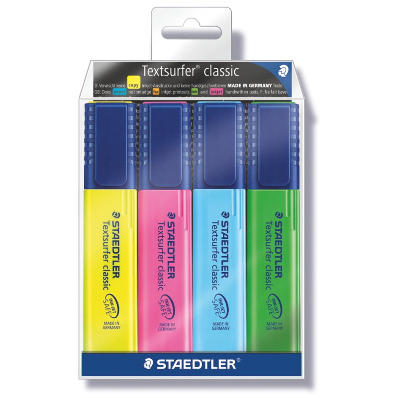 STAEDTLER Textsurfer classic markeerstiften, navulbaar, 8 stuks, gesorteerde kleuren