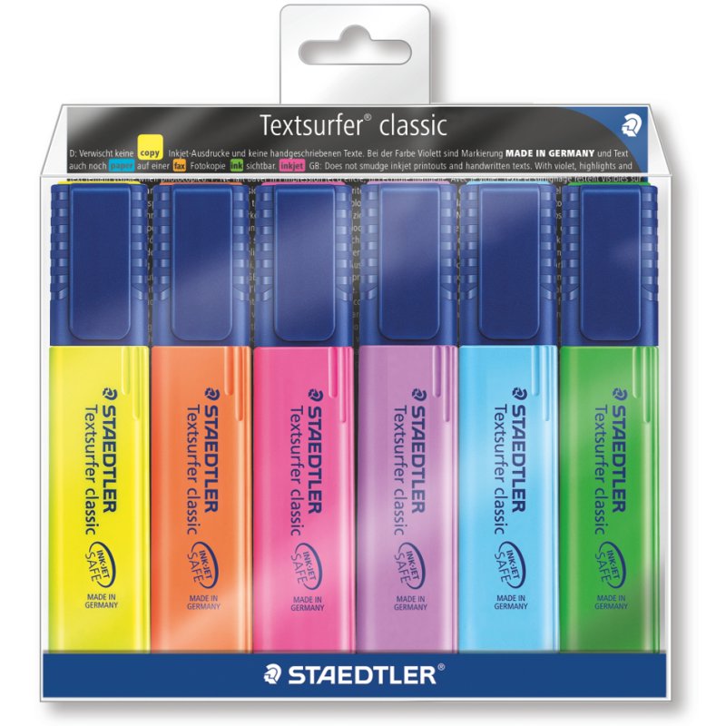 STAEDTLER Textsurfer classic markeerstiften, navulbaar, 8 stuks, gesorteerde kleuren