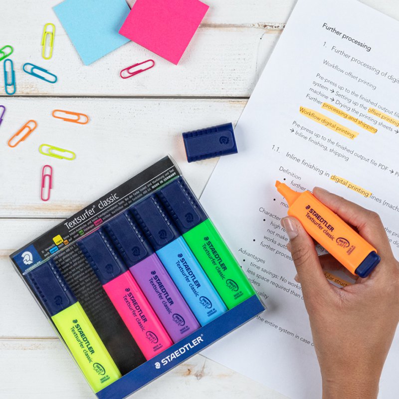 STAEDTLER Textsurfer classic markeerstiften, navulbaar, 8 stuks, gesorteerde kleuren