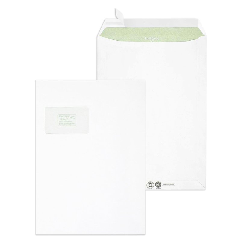 MAILmedia Envirelope C4 window mailing bags, white, 250 pieces