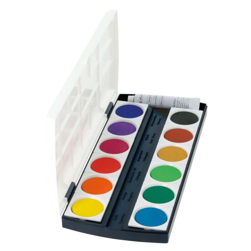 herlitz boîte de tubes de peinture de couverture ST12, 12 couleurs, plastique