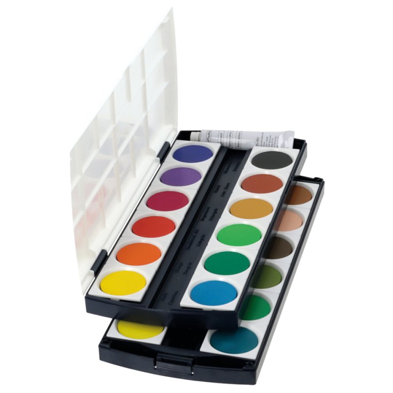 herlitz boîte de tubes de peinture de couverture ST12, 12 couleurs, plastique