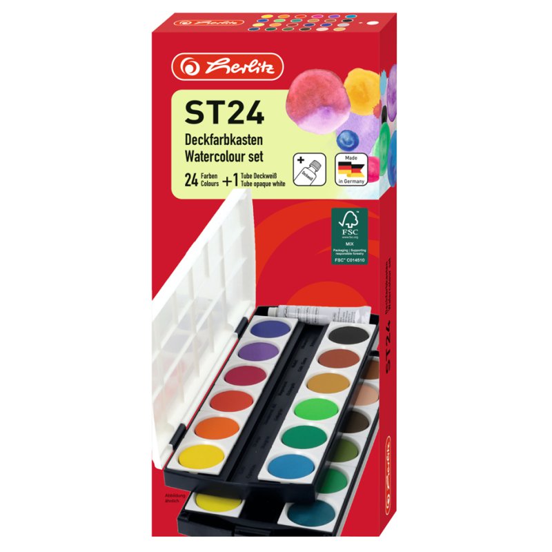 herlitz boîte de tubes de peinture de couverture ST12, 12 couleurs, plastique