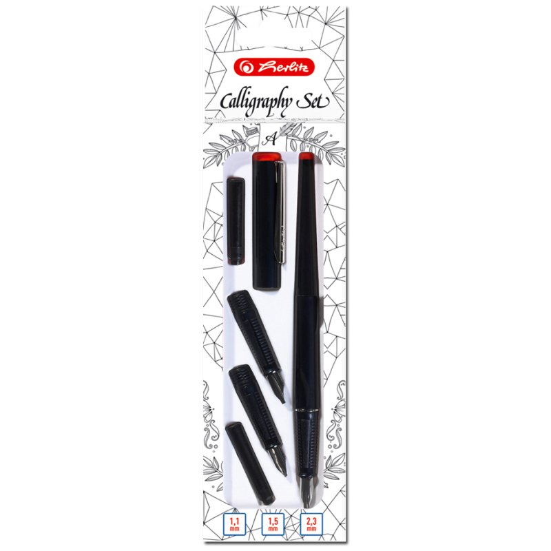 herlitz calligraphy set, 5-piece, black
