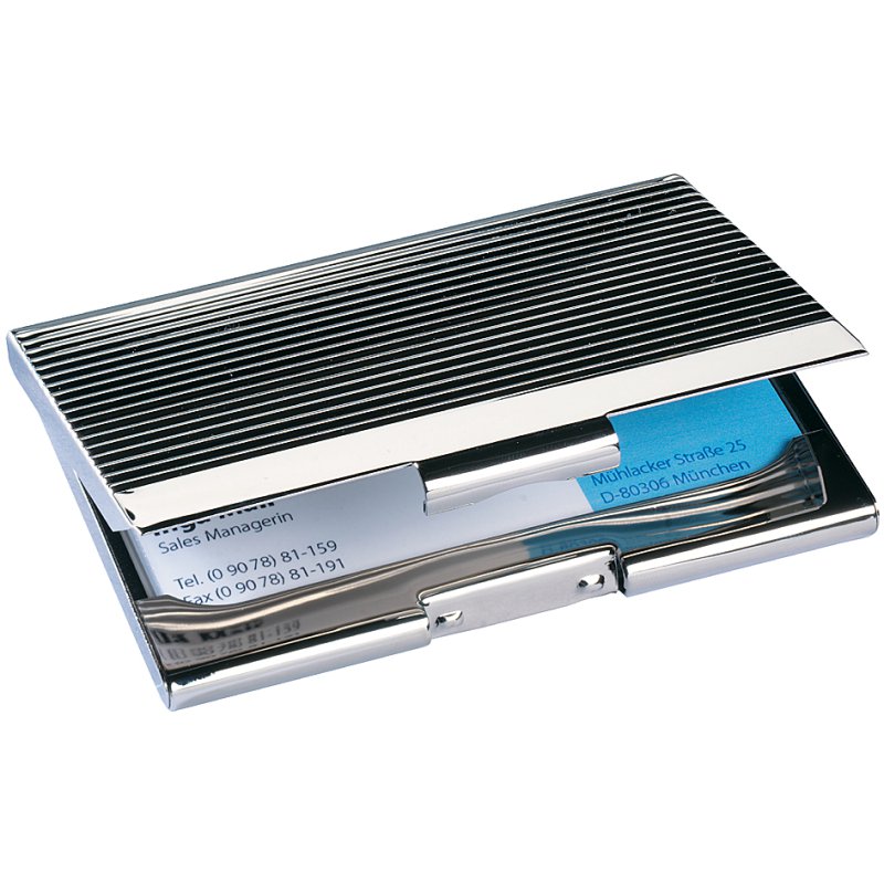 Sigel business card holder chrome, silver glossy, 20 cards