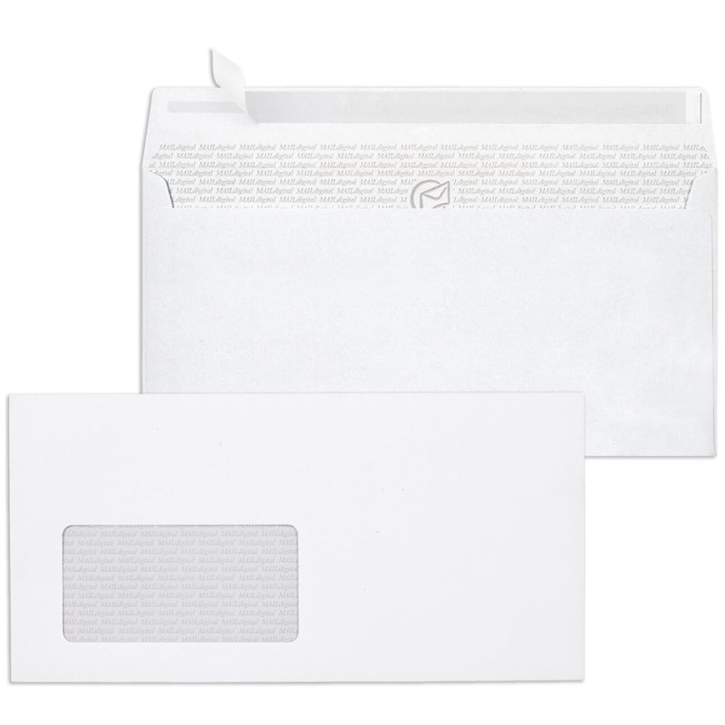 MAILmedia enveloppes DIN long, blanc, avec fenêtre, 500 pièces
