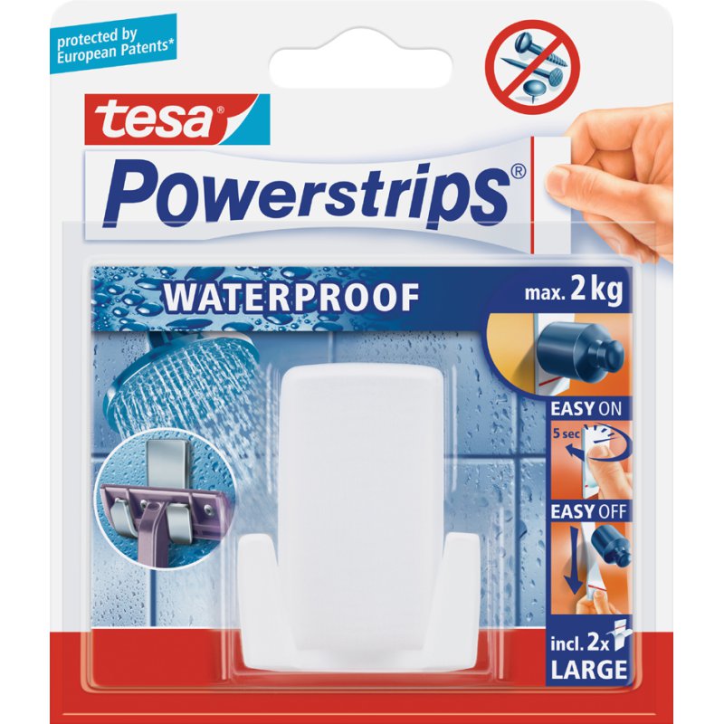 tesa Powerstrip porte-rasoir WAVE, étanche, blanc, plastique