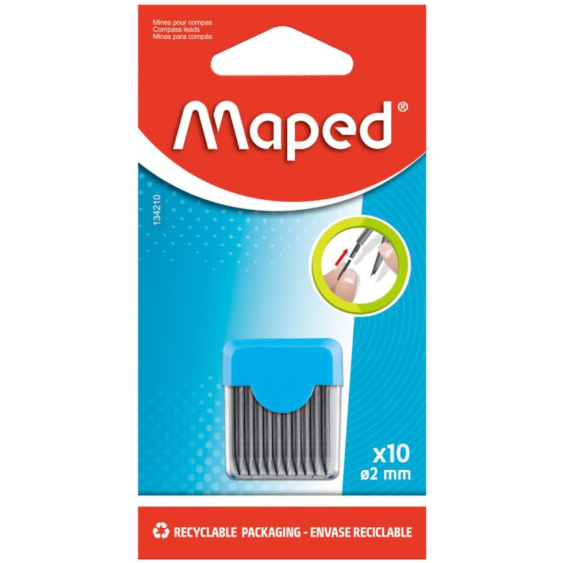 Maped recharges de compas, degré de dureté H, 2,0 mm, 10 pièces