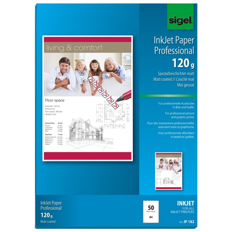 Sigel papier jet d'encre A4, blanc extra mat, 120 g/m², 50 feuilles