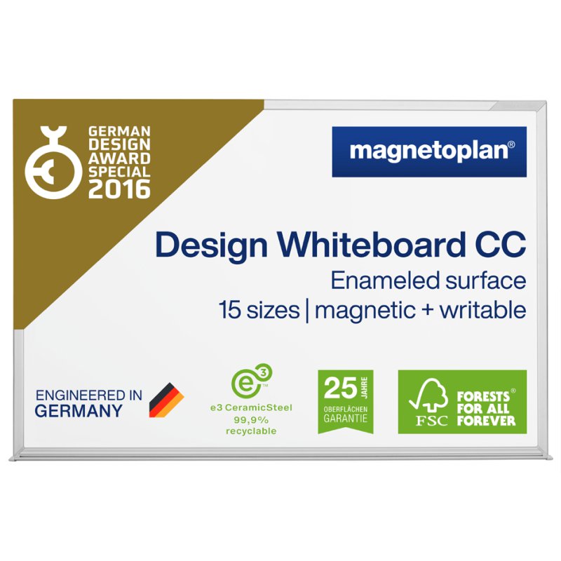 magnetoplan tableau blanc CC, surface émaillée, 1800×900 mm, magnétique