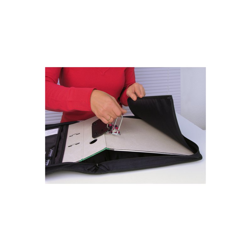 WEDO ring binder bag black, up to 80 mm spine width, polyester, with zip