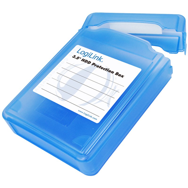 LogiLink boîtier de rangement disque dur 3,5", bleu, résistant aux chutes et à l'eau