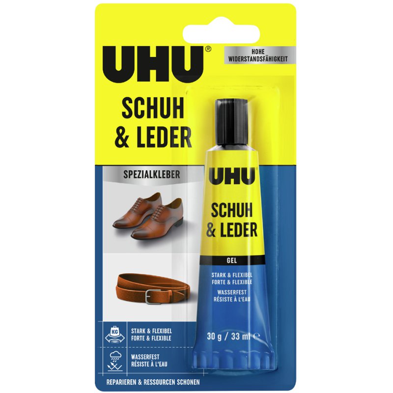 UHU colle chaussures et cuir, flexible, résistant à l'eau, tube 30 g