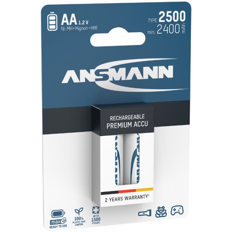ANSMANN NiMH rechargeable batteries AA, 2500 mAh, 4 pieces