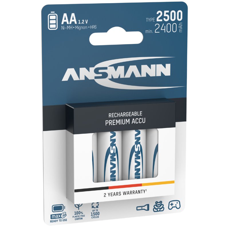ANSMANN NiMH rechargeable batteries AA, 2500 mAh, 4 pieces