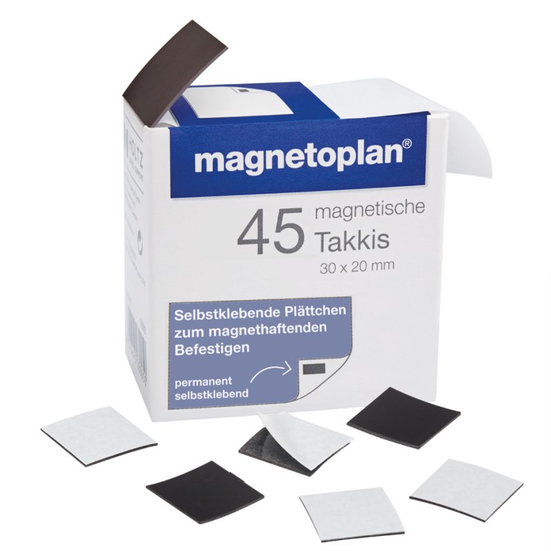 magnetoplan Carrés magnétiques auto-adhésifs, 30 × 20 mm, noir, 45 pièces