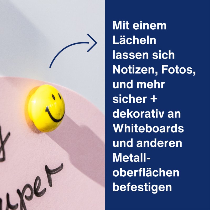 magnetoplan aimant adhésif Smiley, jaune, diamètre 40 mm, 4 pièces
