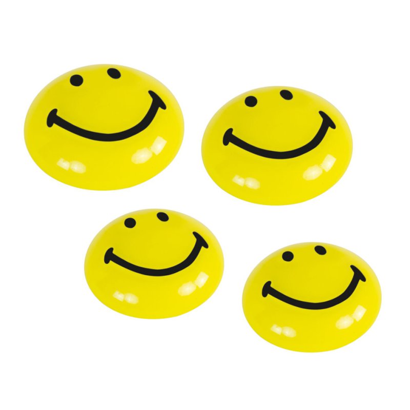 magnetoplan aimant adhésif Smiley, jaune, diamètre 40 mm, 4 pièces