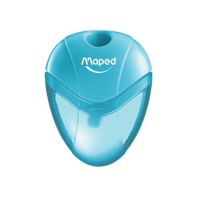 Maped i-gloo pencil sharpener, mixed colours, for right-handed users, with collection tray