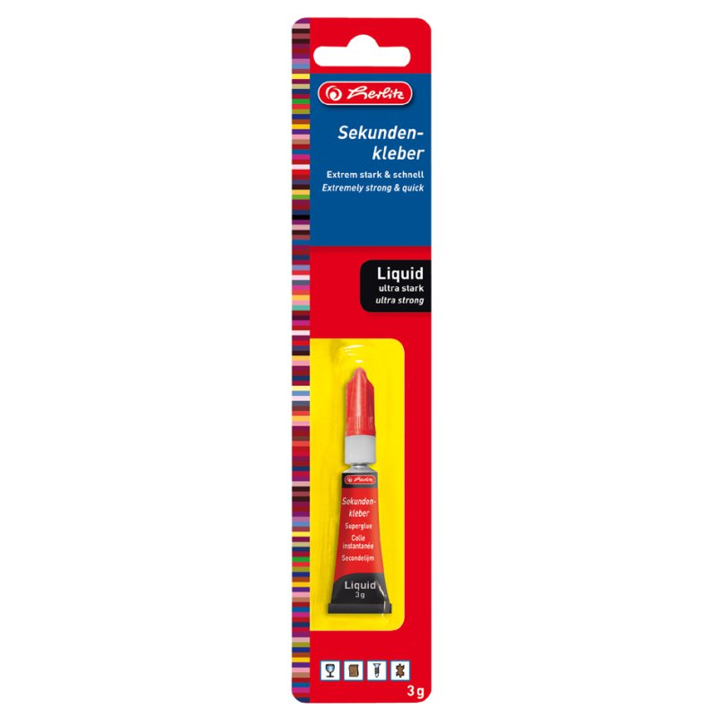 herlitz super glue gel, 3 g, metal tube