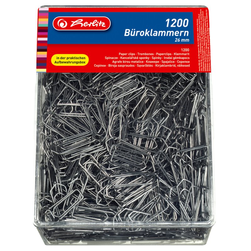herlitz trombones métal, galvanisé, 26 mm, 1200 pièces