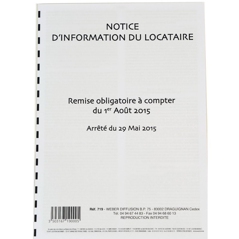 WEBER notice info719 huurdersinformatie, Frankrijk, 8 pagina's