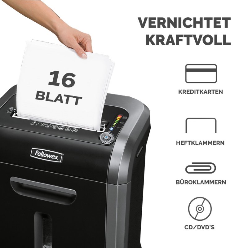 Fellowes papiervernietiger Powershred 79Ci, P-4 beveiliging, 16 vel, zwart/zilver
