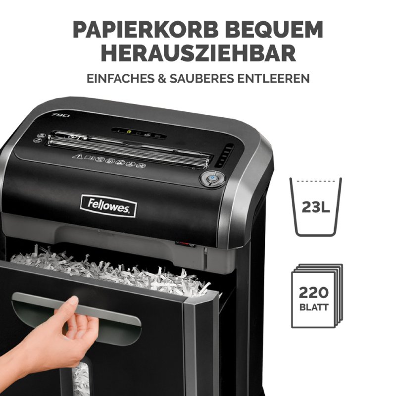 Fellowes papiervernietiger Powershred 79Ci, P-4 beveiliging, 16 vel, zwart/zilver
