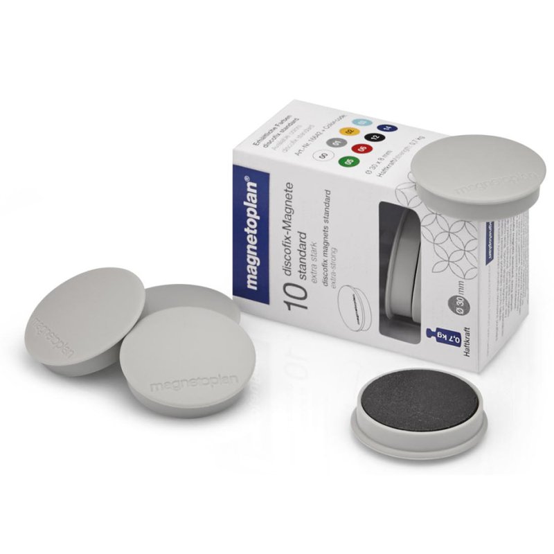 magnetoplan aimants ronds standard, blanc, 30 mm, 10 pièces