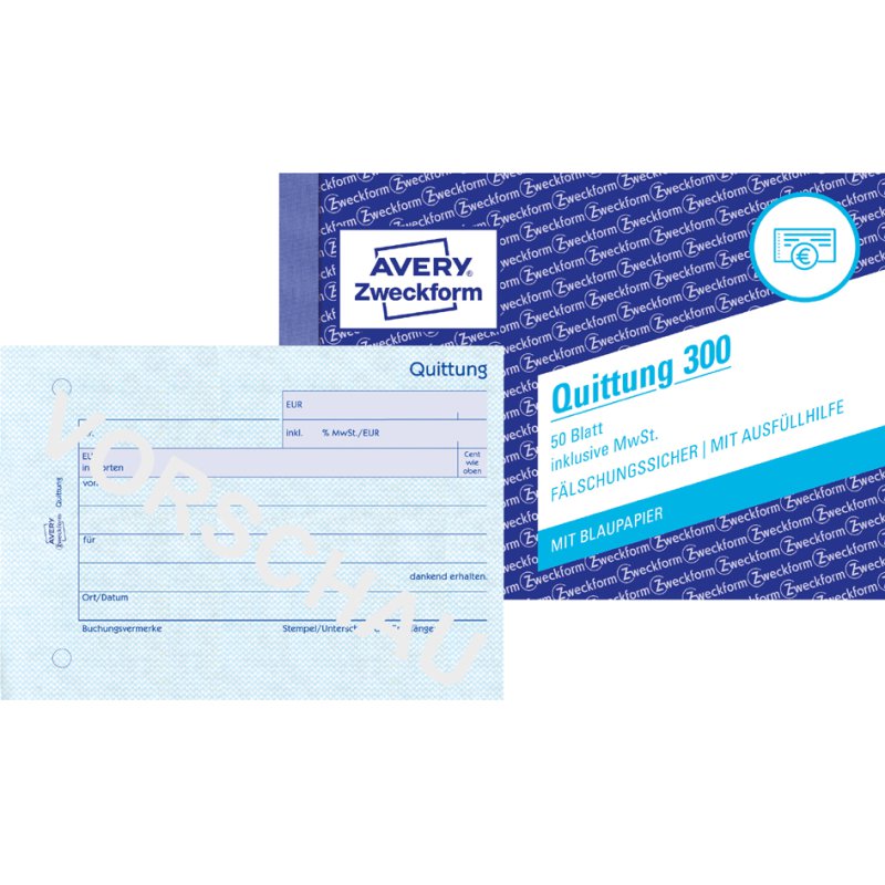 AVERY Zweckform formulierenboek kwitantie btw-overzicht, A6 dwars, 3×50 vel