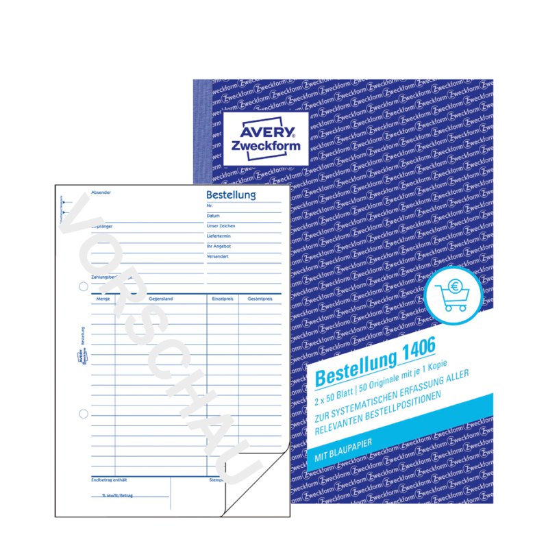 AVERY Zweckform carnet de bons de commande A5, blanc/jaune, autocopiant, 2 x 40 feuilles