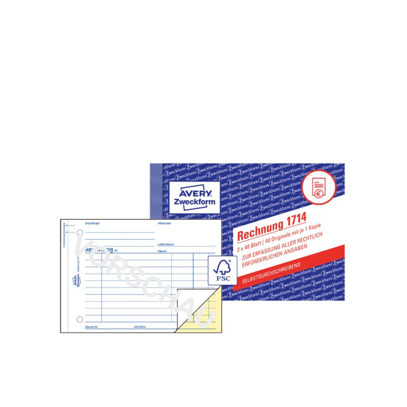 AVERY Zweckform formulierboek factuur, A5, 2×40 vel, 5 stuks